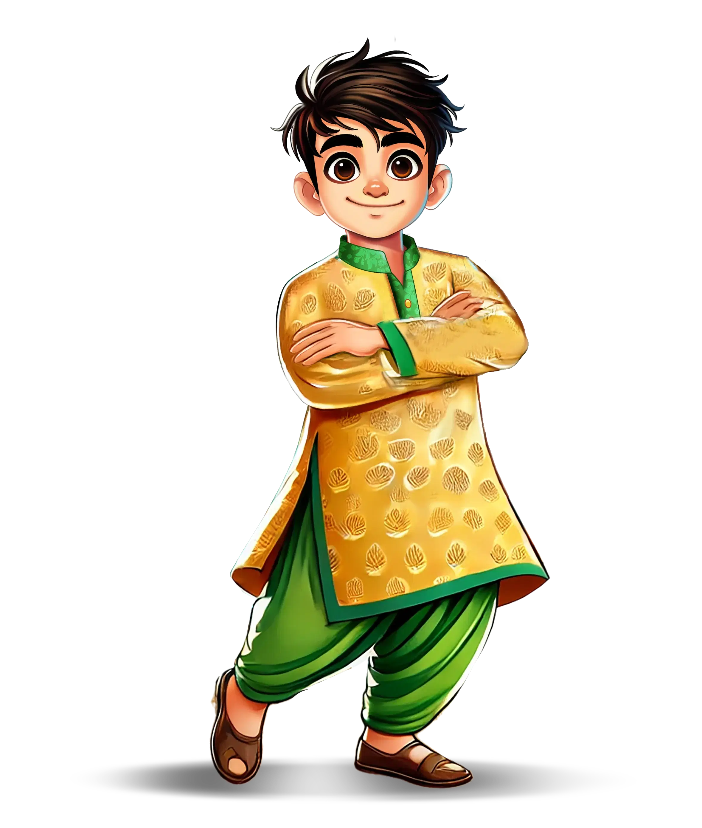 Atulyash mascot – boy in golden kurta